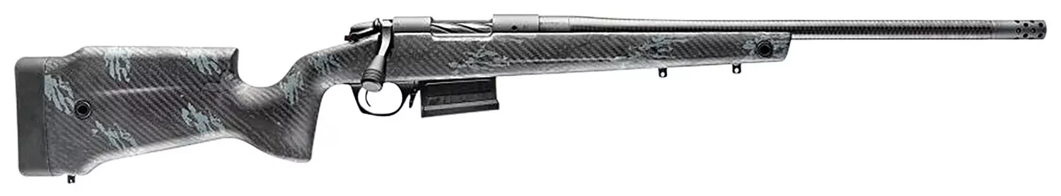 Bergara Rifles B14LM751CF B-14 Crest 300 Win Mag 5+1 22″ Sniper Gray Cerakote #5 Contour Threaded Barrel, Sniper Gray Cerakote Steel Receiver, Black & Gray Sponge Fixed Carbon Fiber Stock