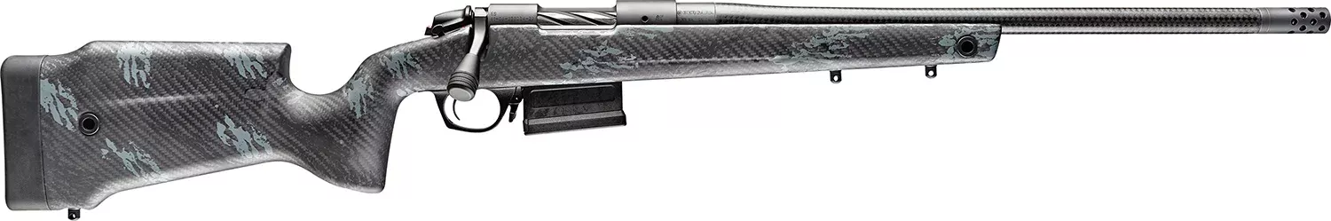 Bergara Rifles B14S751CF B-14 Crest 308 Win 5+1 20″ Sniper Gray Cerakote #5 Contour Threaded Barrel, Sniper Gray Cerakote Steel Receiver, Black & Gray Sponge Fixed Carbon Fiber Stock