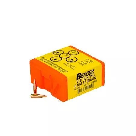 Berger Match Grade Hunting Bullets 6mm .243″ 87 gr VLD Hunter 100/rd