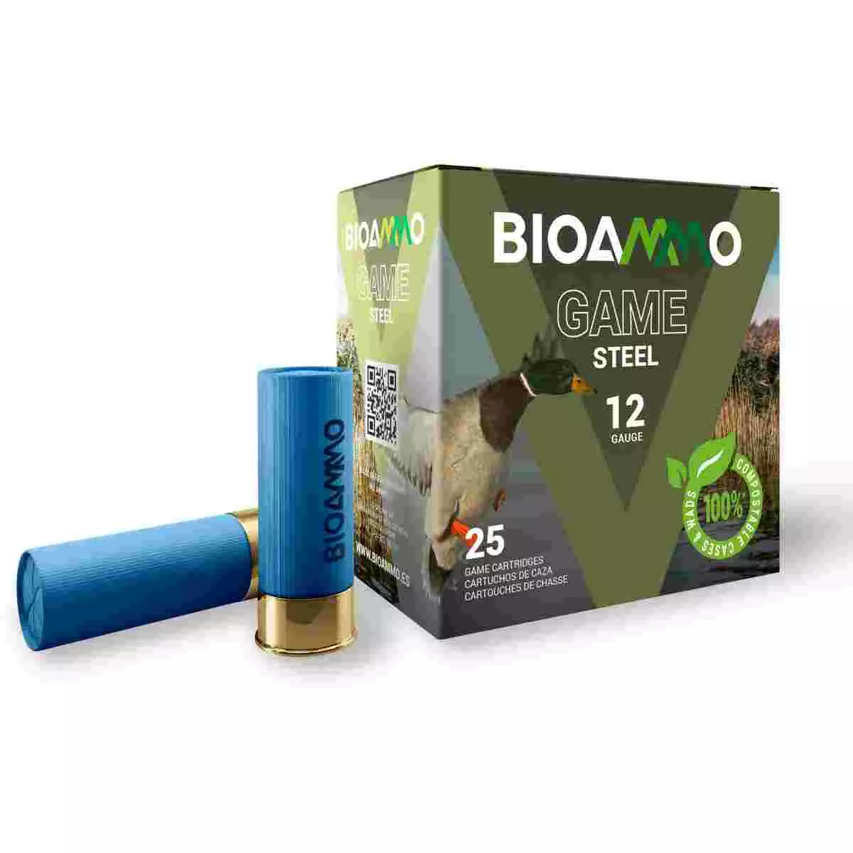 BIOAMMO Steel Game Pheasant Shotshells 12 ga 2-3/4″ 1-1/16 oz 1295 fps #5 25/ct