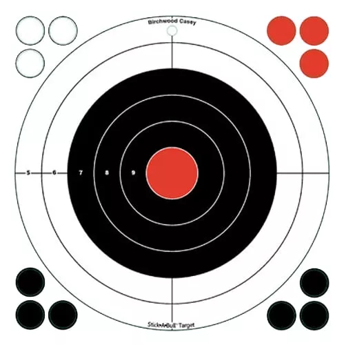 Birchwood Casey 33912 Stick-A-BullSelf-Adhesive Paper Black/Red/White 12" Bullseye 5 Pack