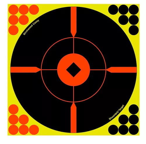 Birchwood Casey 34016 Shoot-N-C Reactive Target Self-Adhesive Paper Black/Yellow/Red 12" Bullseye 100 Pack