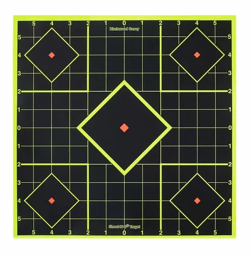 Birchwood Casey 34105 Shoot-N-C Reactive Target Self-Adhesive Paper Black/Yellow 8" 5-Diamond 6 Pack