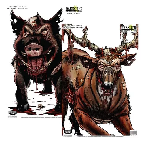 Birchwood Casey 35627 SmokehouseZombie Deer/Hog Hanging Smokehouse Blood Trail All Firearms 12" x 18" Impact Enhancement Splatter 8 Targets