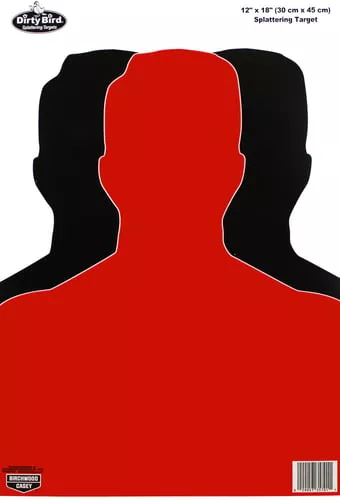 Birchwood Casey 35701 Dirty BirdSilhouette Tagboard Hanging Pistol 12" x 18" Black/Red White Impact Splatter 100 Per Pkg