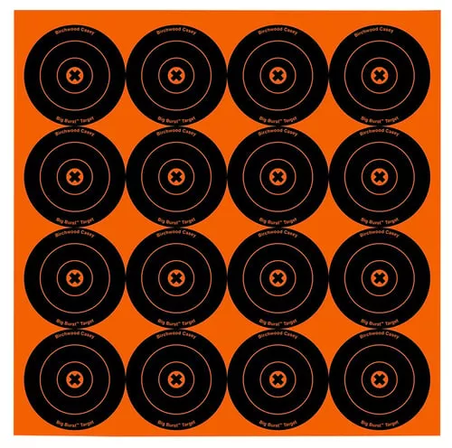 Birchwood Casey 36348 Big Burst Revealing Target Self-Adhesive Paper Black/Orange 3" Bullseye 48 Pack