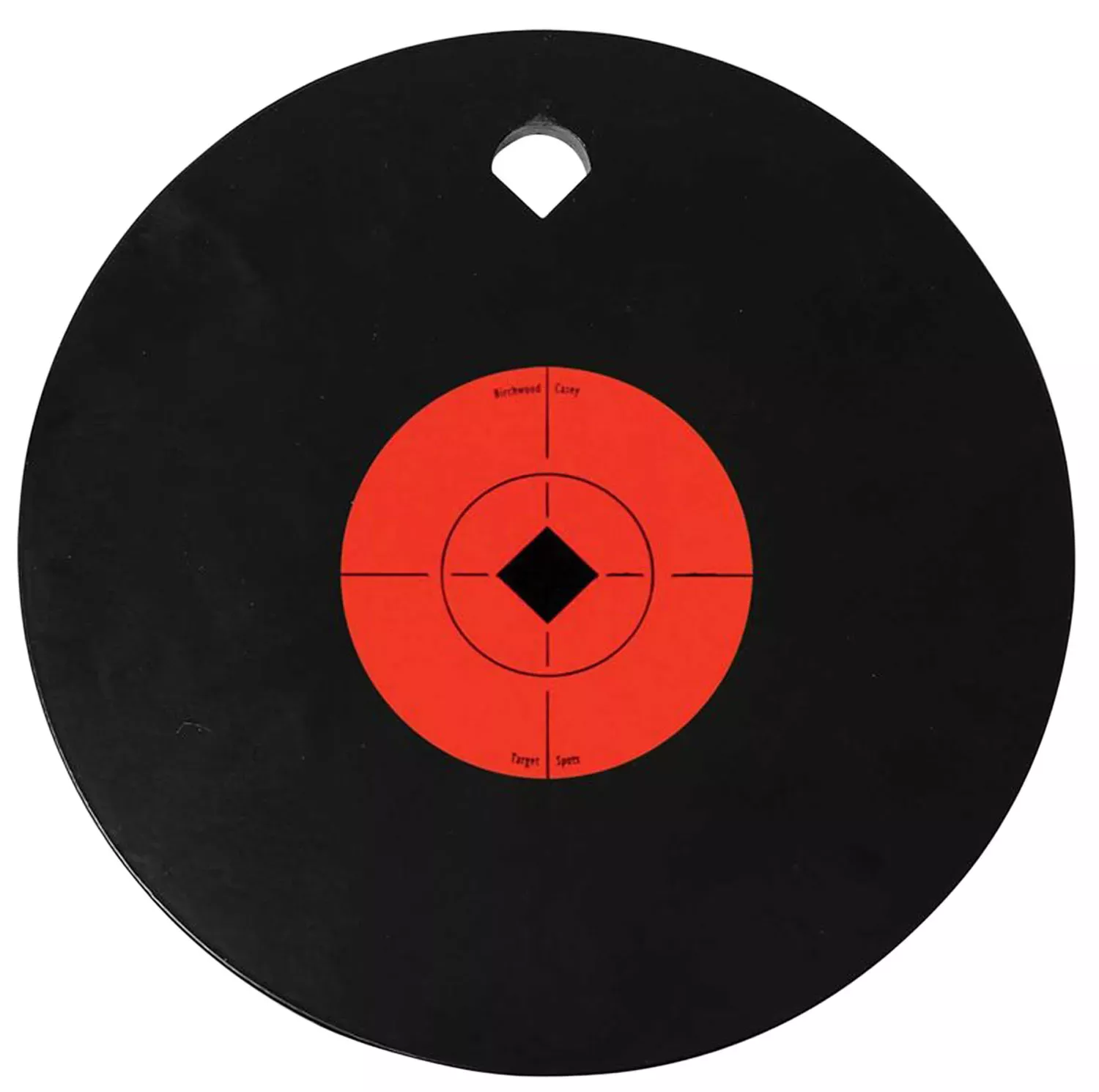 Birchwood Casey 47614 World of Targets Single Hole 10″ Pistol/Rifle Black/Orange AR500 Steel Circle W/Crosshair & Diamond 0.38″ Thick Hanging