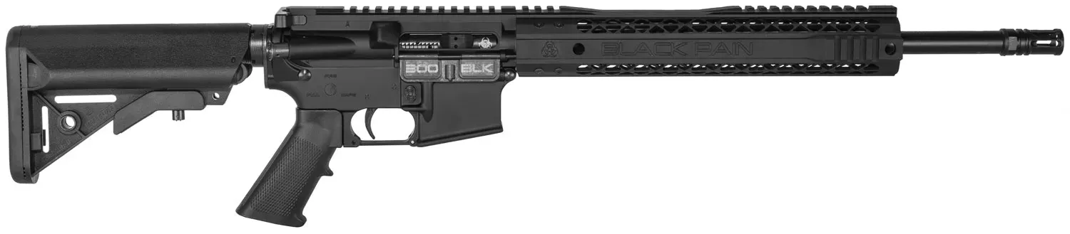 Black Rain BROSPEC15300BLK SPEC15 300 Blackout 16″ 30+1 Black Hard Coat Anodized Enhanced G.I. Sopmod Stock