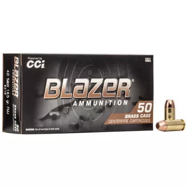 Blazer Ammunition Blazer Brass, 40 S&W, 165 Grain, Full Metal Jacket, 50 Round Box 5210