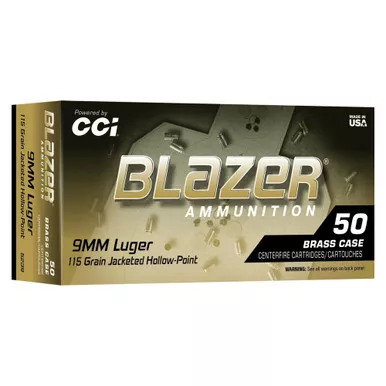 Blazer Ammunition Blazer Brass Hollow Point - 9MM, 115Gr, 50-Round Box