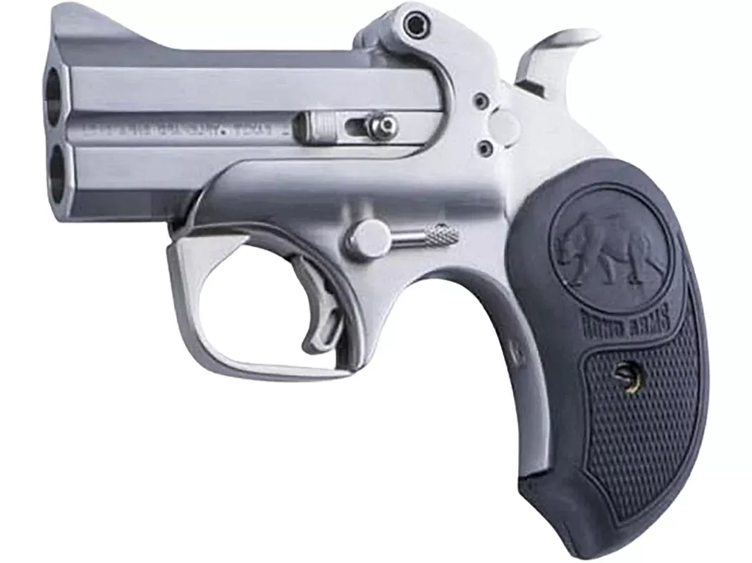 Bond Arms Papa Bear45 Colt (Long Colt) Over Under Pistol 3″ Barrel 2 Round Black Grip Satin Steel Frame