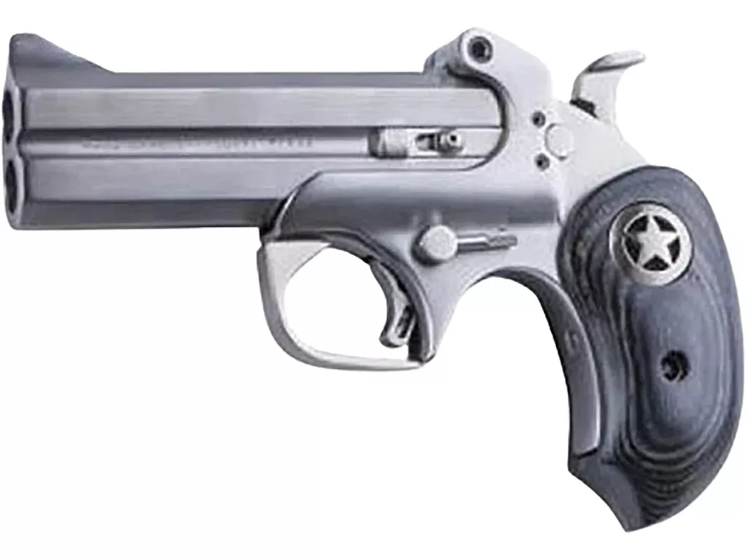 Bond Arms Ranger II 45 Colt (Long Colt) Over Under Pistol 4.25″ Barrel 2 Round Black Ash Grip Satin Steel Frame
