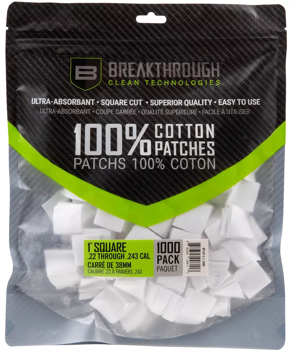 Breakthrough Clean BTCPS11000 Square Patches 243/270 Cal 1″ 1000 pieces