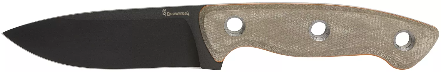 Browning 3220508B DesolationSmall 3.75" Fixed Modified Drop Point Plain Black Powder Coated 440C SS Blade, Tan Micarta Laminate Handle