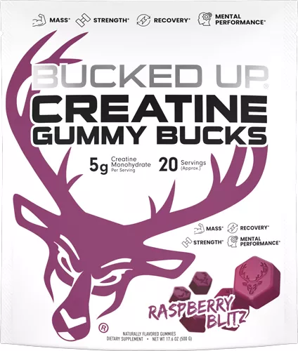 BUCKED UP CREATINE GUMMIES – RASPBERRY BLITZ 20 SERVINGS