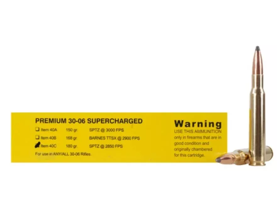 Buffalo Bore Supercharged 30-06 Springfield Ammo 180 Grain Spitzer Flat Base Box of 20