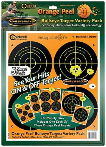 Caldwell 410864 Orange PeelSelf-Adhesive Paper Black/Orange Bullseye Includes Pasters 10 Pk.
