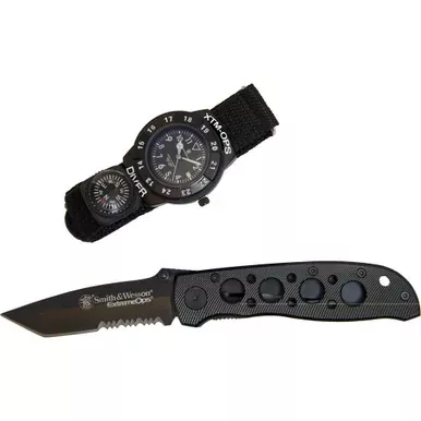 Caliber Gourmet Cbg S&w Extreme Ops Knife/watch Blk | SW-XTMOPS-2