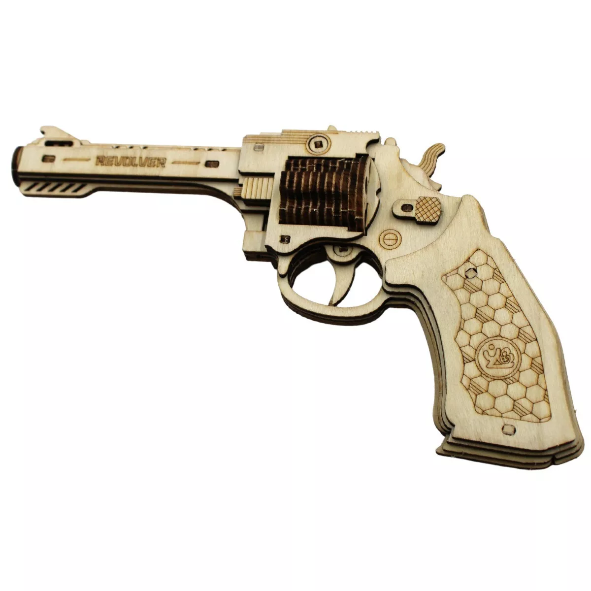 Caliber Gourmet Wood Revolver Puzzle, Brown