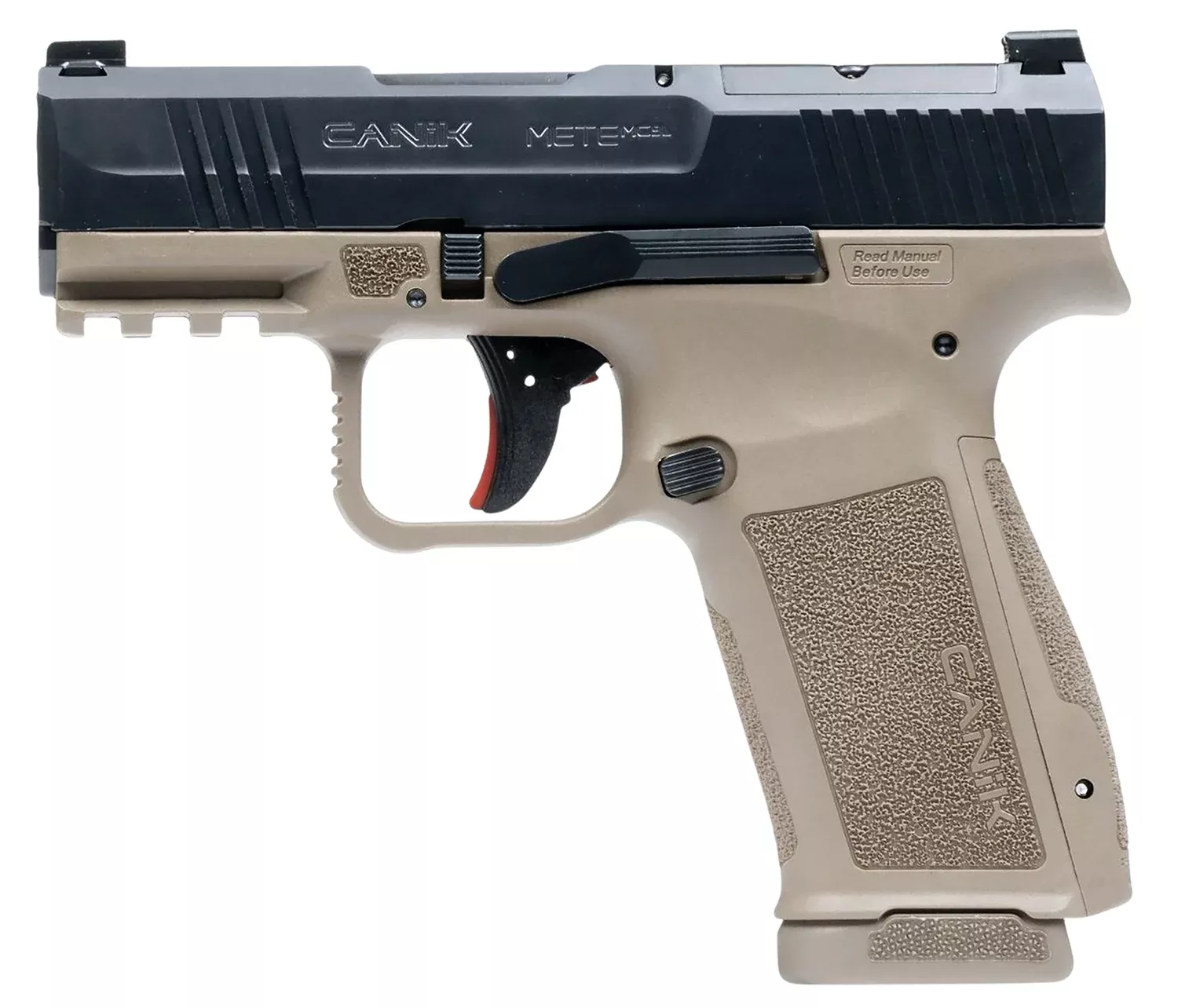Canik HG7884CABD-N Mete MC9L *CA Compliant 9mm Luger 10+1 3.18″ Black Steel Barrel, Black Nitride Steel Serrated Slide, Flat Dark Earth Polymer Frame w/Picatinny Rail, Interchangeable Backstrap Grip