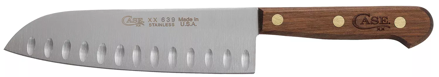 Case 07322 Santoku 7″ Fixed Plain Mirror Polished Tru-Sharp SS Blade, Walnut Handle