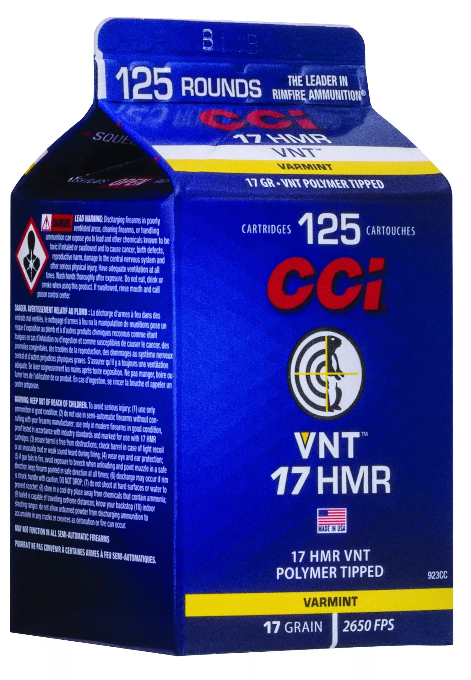 CCI Ammunition .17 HMR 17 Grain, 125-Round Box