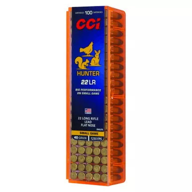 CCI Ammunition Hunter - 22 LR, 40Gr, Lead Flat Nose, 100-Round Box