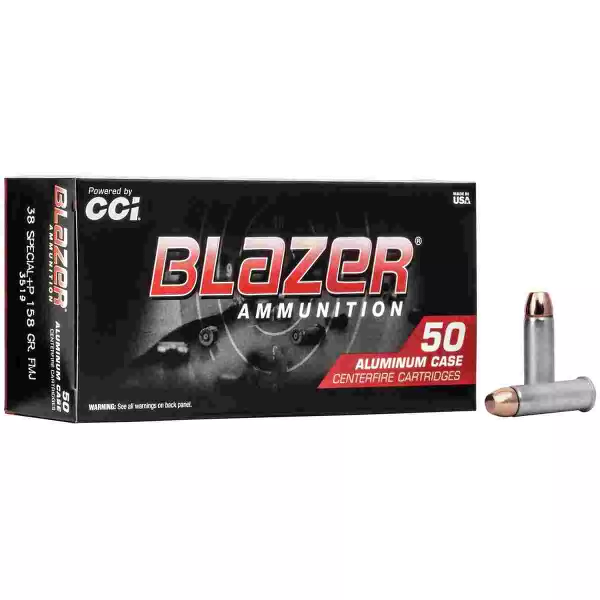 CCI Blazer Aluminum Handgun Ammunition .38 Spl +p 158 gr. FMJ 850 fps 50/ct