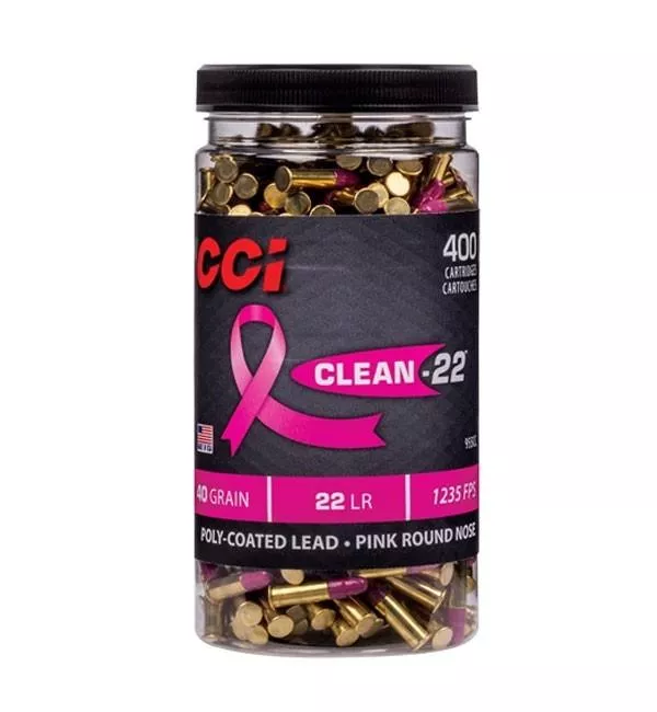 CCI High Velocity Clean-22 Ammunition Pink .22LR 40gr Poly Coated LRN1235 fps 400/ct