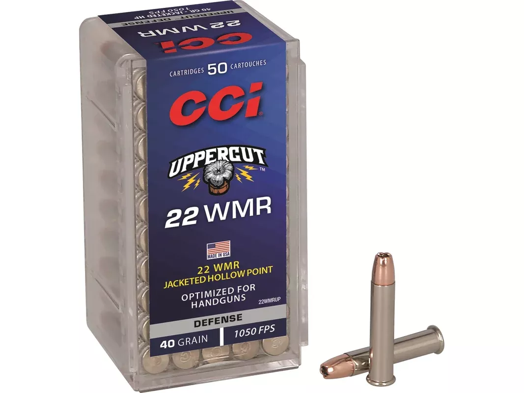 CCI Uppercut Defense 22 Winchester Magnum Rimfire (WMR) Ammo 40 Grain Jacketed Hollow Point Box of 50