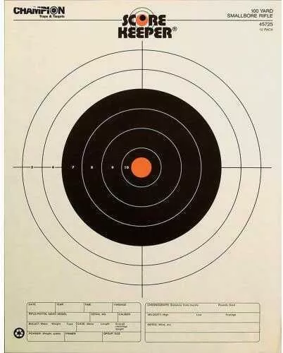Champion Traps & Targets Orange Bullseye Scorekeeper 50 Feet Pistol Slow Fire 12 Pack 45724