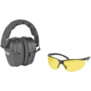 Champion Traps & Targets Shooting Combo Kit Black Passive Earmuff Amber Lens 40626