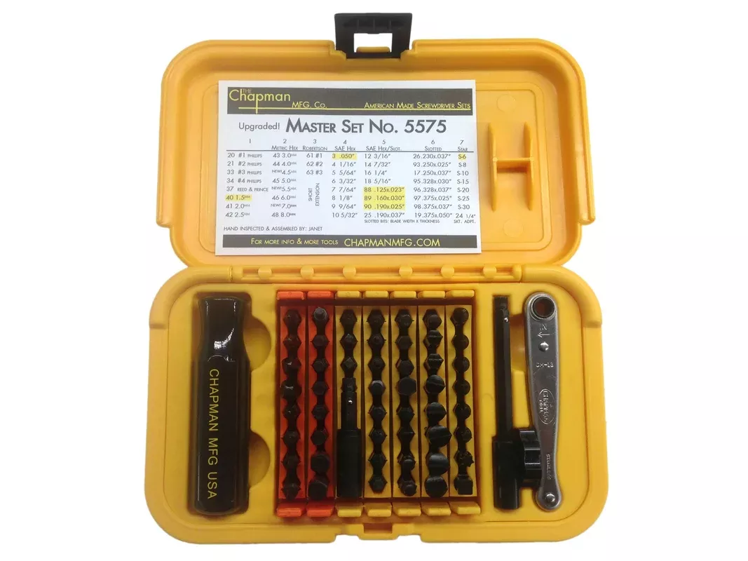 Chapman Model 5575 56 Piece Master Screwdriver Set with Slotted, Phillips, Star, Metric and SAE Hex Bits