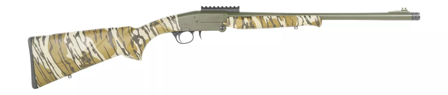 Charles Daly 930424 101Full Size 20 Gauge Break Open 3" 1rd Black Steel Single Shot Barrel & Receiver w/Picatinny Rail, Fixed Mossy Oak Bottomland Synthetic Stock, Beretta Benelli Mobil Choke System