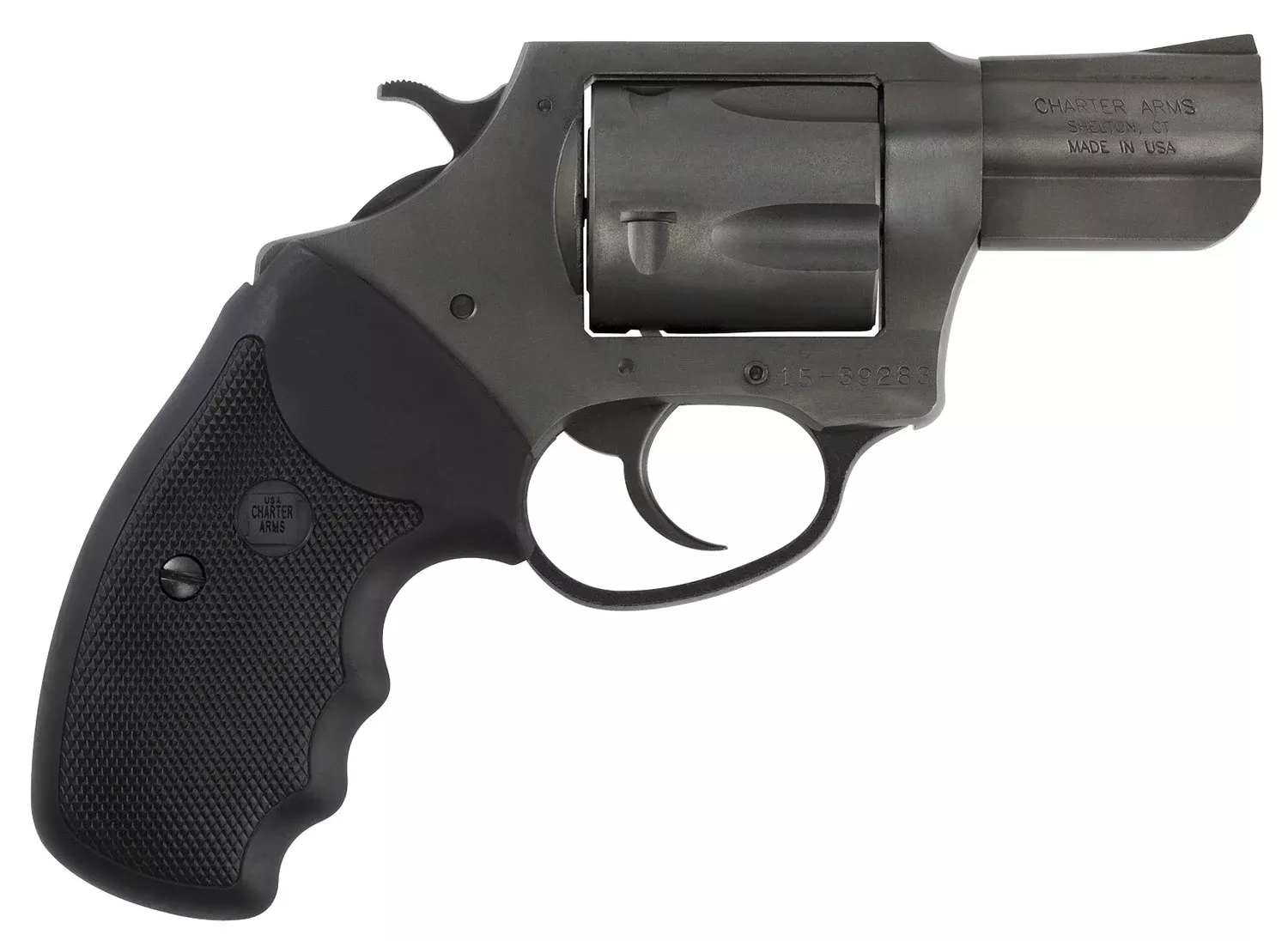 Charter Arms 64020 PitbullLarge 40 S&W, 5 Shot 2.30″ Black Nitride Steel Barrel, Cylinder & Frame w/Black Finger Grooved Rubber Grip
