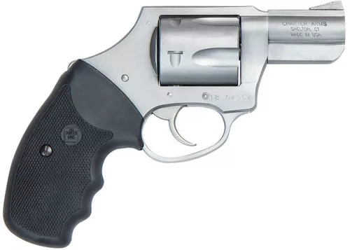 Charter Arms 73521 Mag Pug357 Mag, 5 Shot 2.20″ Matte Stainless Steel Barrel, Cylinder & Frame w/Black Finger Grooved Rubber Grip