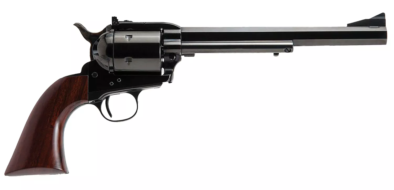 Cimarron CA360 Bad Boy44 Rem Mag 6 Shot 8″ Blued Octagon/Rifled Steel Barrel, Blued Cylinder, Blued Steel Frame, Walnut Army Grip, Exposed Hammer