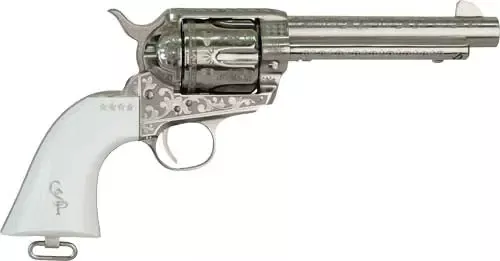 Cimarron George Patton V2 45LC – Pw Fs 4.75″ Engraved Nickel