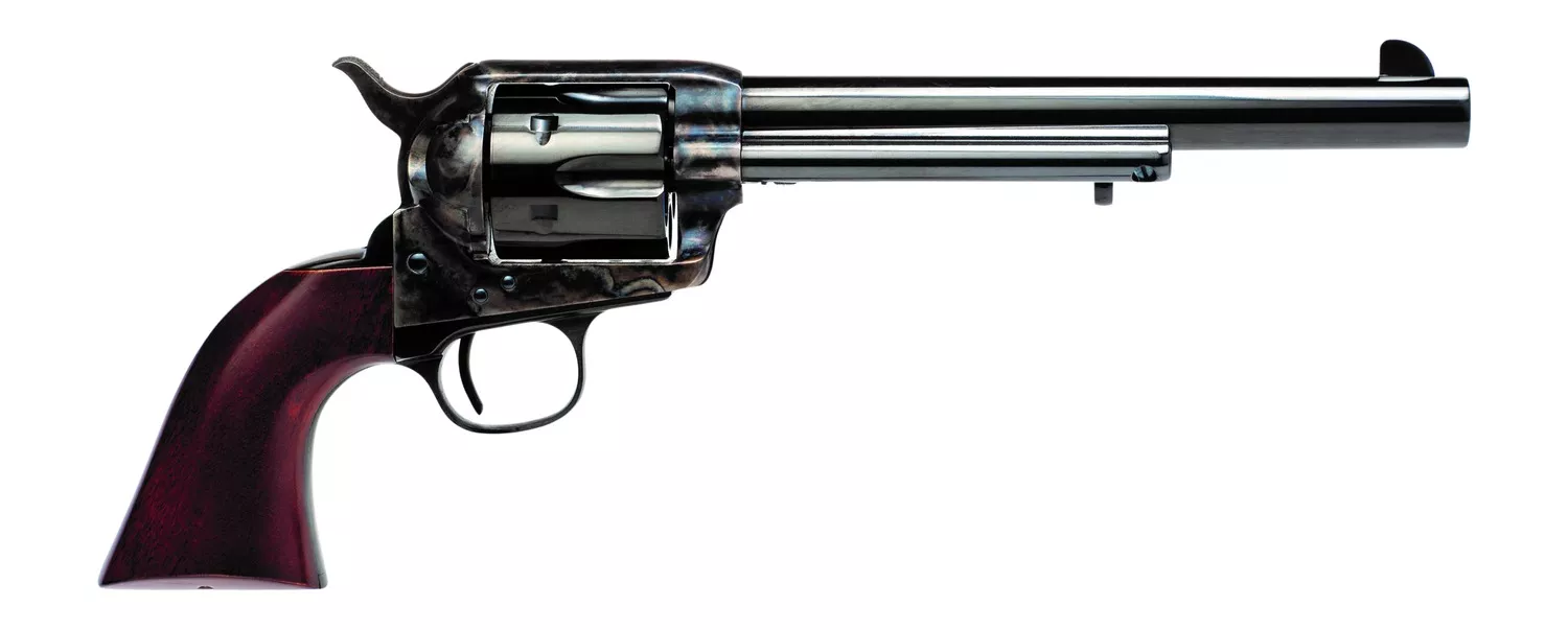 Cimarron PP514M00HN9K U.S. Calvary Buffalo Soldier 45 Long Colt 6 Shot 7.50″ Blued Barrel & Cylinder, Color Case Hardened Steel Frame, Walnut Grip, Exposed Hammer, US Markings