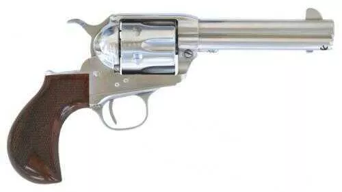 Cimarron Thunderstorm Revolver 45 Colt 4.75" Barrel Pre-War Thunderer Style Checkered Walnut Grip Stainless Steel Finish CA4507TSM10G27