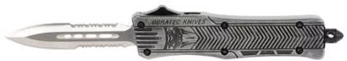 Cobra Tec Knives CTK-1 Small 2.75" D2 Steel Partially Serrated Dagger Point Aluminum Alloy Stonewash Hand