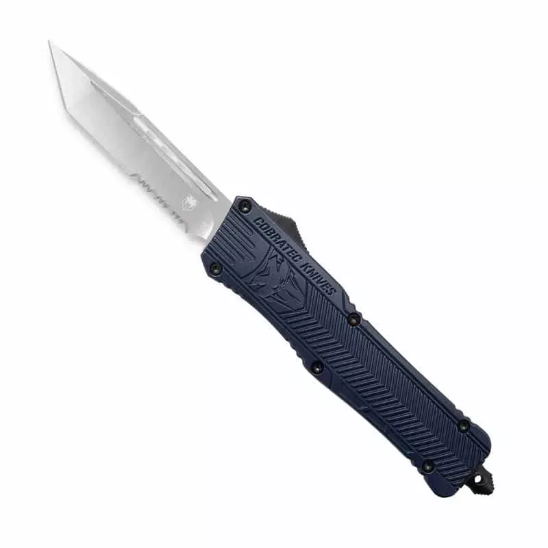 CobraTec 3.75” Large CTK-1 OTF Tanto Partially Serrated w/ Glass Breaker & Clip -NYPD Blue