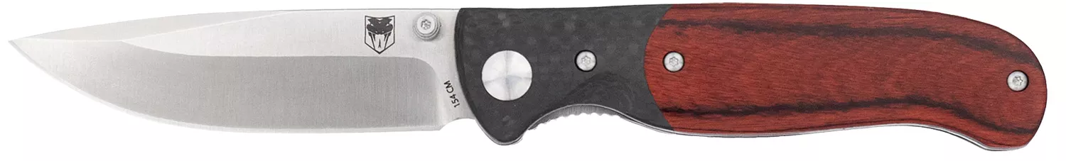 CobraTec Knives CTBRN BaronEDC 3.25" Folding Drop Point Plain Satin 154CM SS Blade, 4.25" Carbon Fiber/Pakkawood Handle