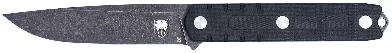 CobraTec Knives CTOWBLKDNS Outdoor Warrior 4.50" Fixed Drop Point Plain Stonewashed D2 Steel Blade, 4.75" Black Textured