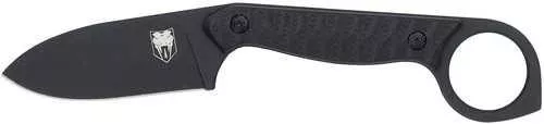 CobraTec Knives CTWLTBLK Wolfteeth EDC 2.75″ Folding Drop Point Plain Black 14C28N Steel Blade, 4.25″ Black Textured G10 Scales Handle