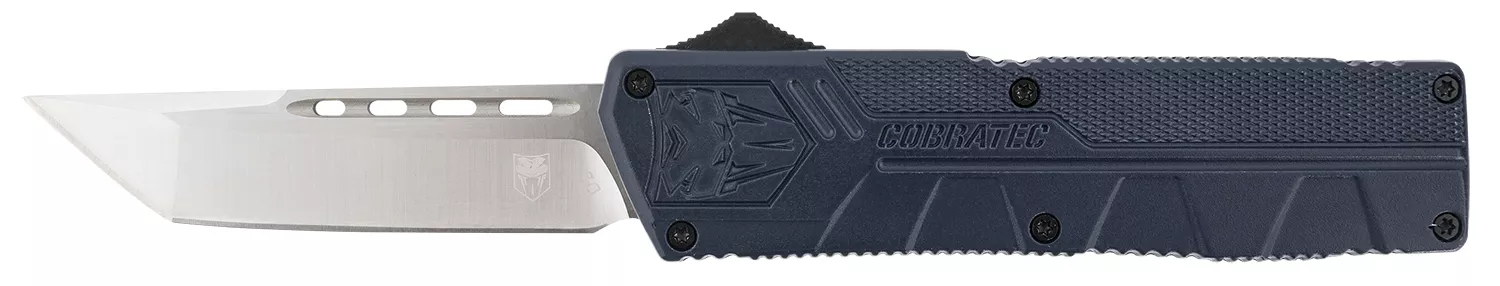 CobraTec Knives NYCTLWTNS Lightweight3.25" OTF Tanto Plain D2 Steel Blade/NYPD Blue Aluminum Handle Includes Pocket Clip