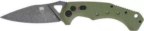 CobraTec Knives ODGAFRYK Ryker 3.75″ Folding Plain Black Stonewashed D2 Steel Blade, 5″ OD Green Textured G10 Handle