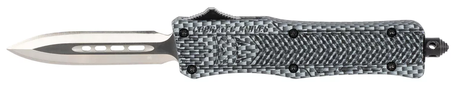 CobraTec Knives SCFCTK1SDADNS CTK-1 Small 2.75″ OTF Dagger Plain D2 Steel Blade/Carbon Fiber Aluminum Handle Features Glass Breaker Includes Pocket Clip