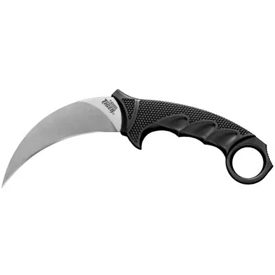 Cold Steel Steel Tiger | Fixed Blade Knife | Silver | Plain Edge | Karambit | 4.75″ Blade | Stonewashed Finish | AUS8A Stainless | Black Handle | Includes Secure-Ex Sheath | CS-49KST