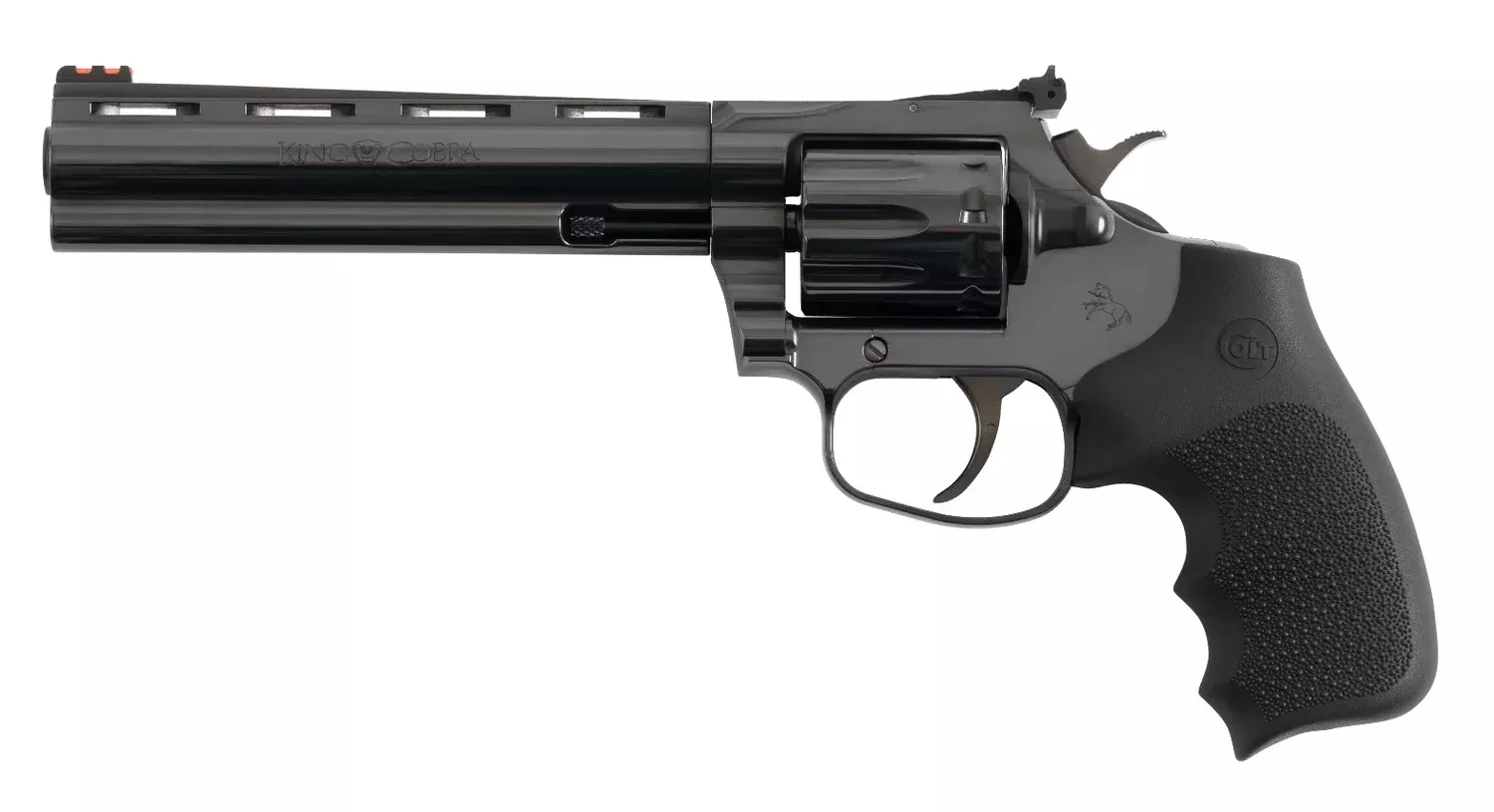 Colt Mfg KCOBRA22-BP6RFO King Cobra Target 22 LR 10rd Shot 6″ Blued Vent Rib Barrel, Blued Carbon Steel Cylinder & Frame, Black Hogue Overmolded Grip, Exposed Hammer